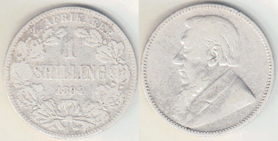 1894 South Africa silver 1 Shilling A001902